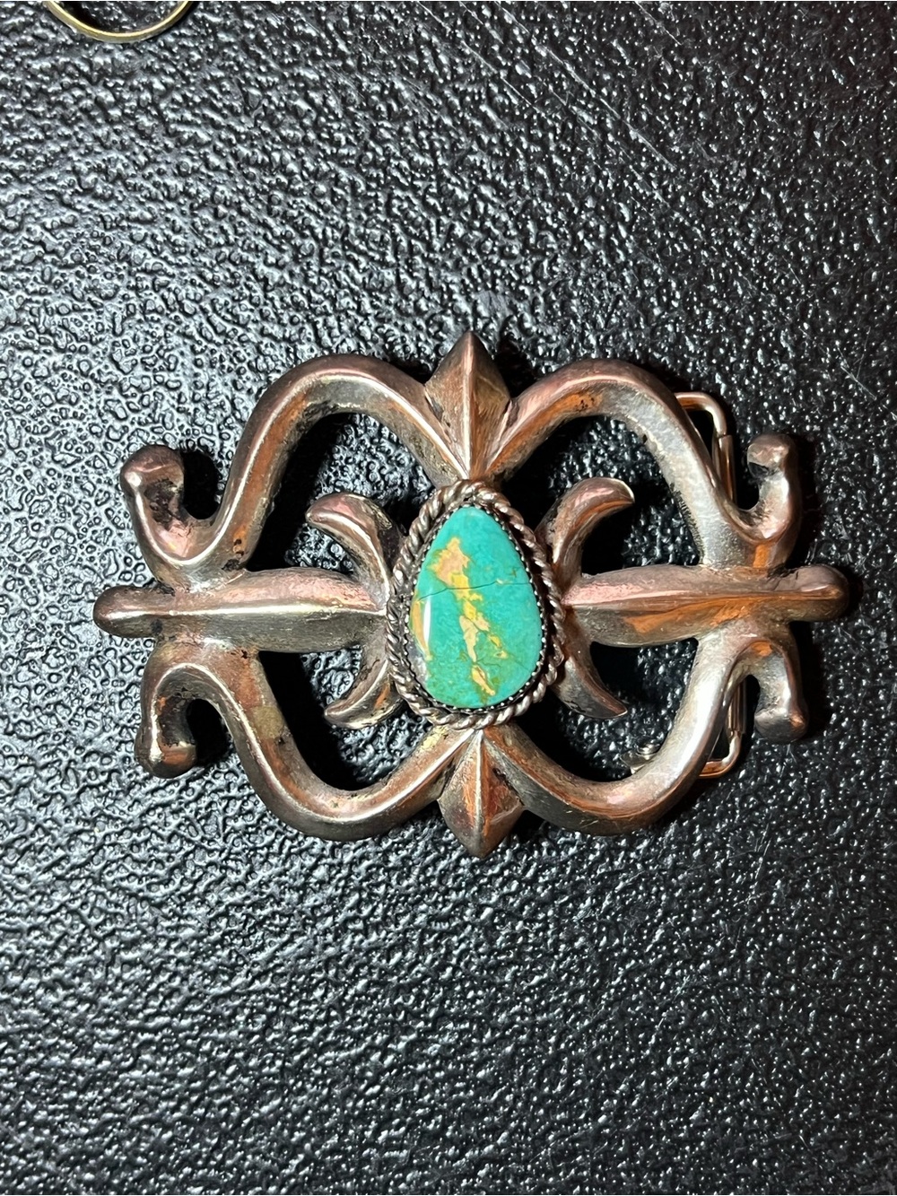 VTG sterling silver belt buckle handmade by Navajo silversmith Wilfred B. Henry